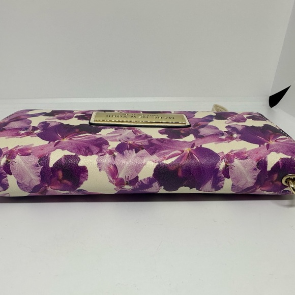 Purple & Cream Floral Leather Wallet By Marc New York - Picture 7 of 13